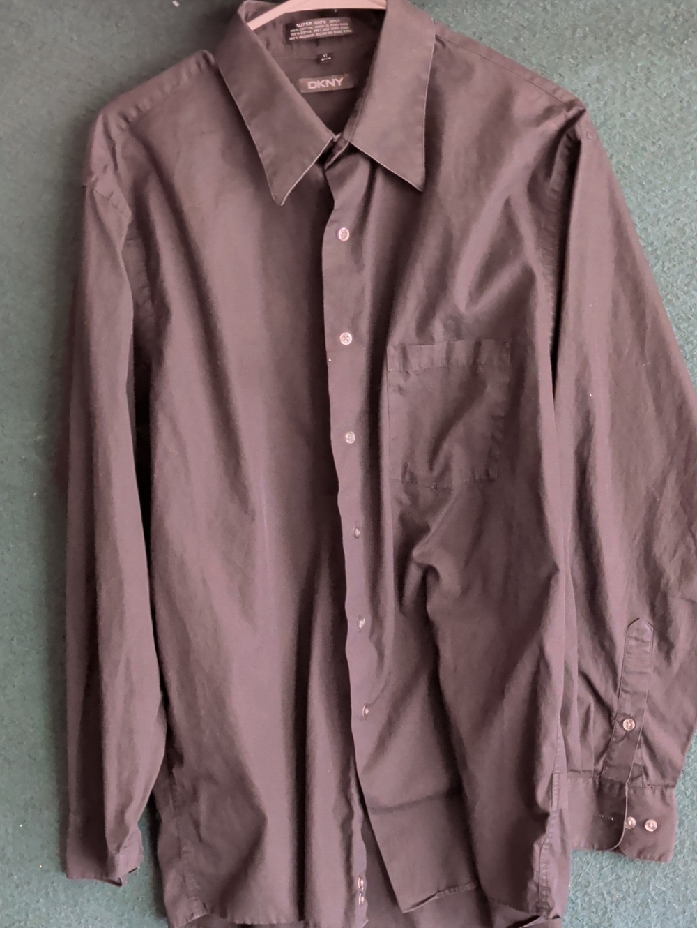 DKNY Men's Long-Sleeve Dress Shirt in Black